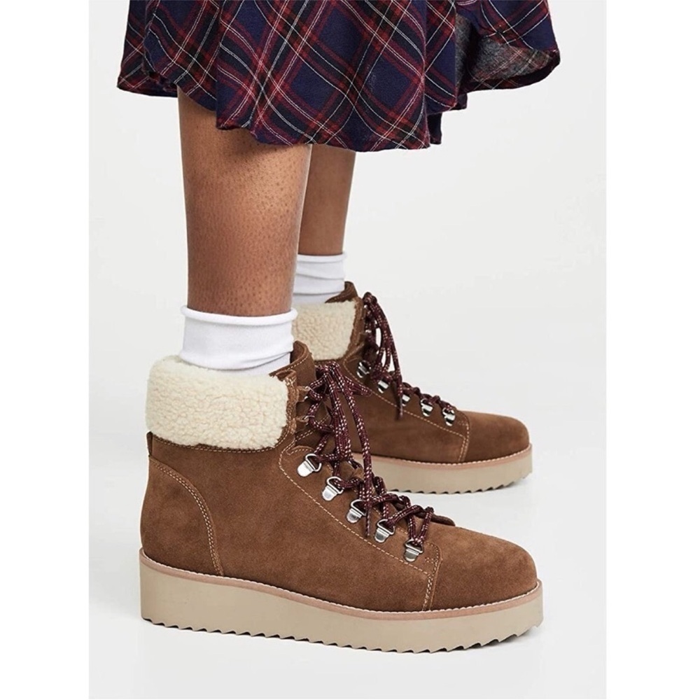 SAM EDELMAN | Franc Faux Fur Hiking Bootie in Toffee SZ 9 NWOT